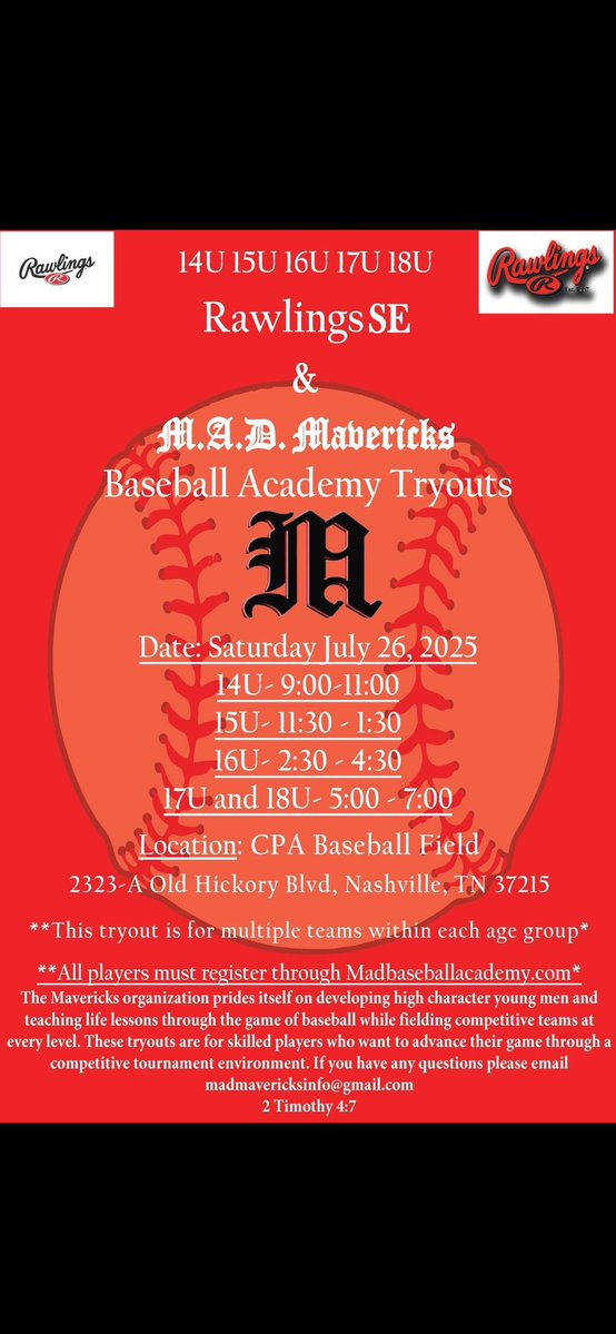 ❗️ REMINDER ❗️ 

This Saturday at CPA we will be hosting tryouts for the 2025-2026 campaign. If you want to be in a highly competitive environment with aspirations of playing at the next level, this is the place for you!
