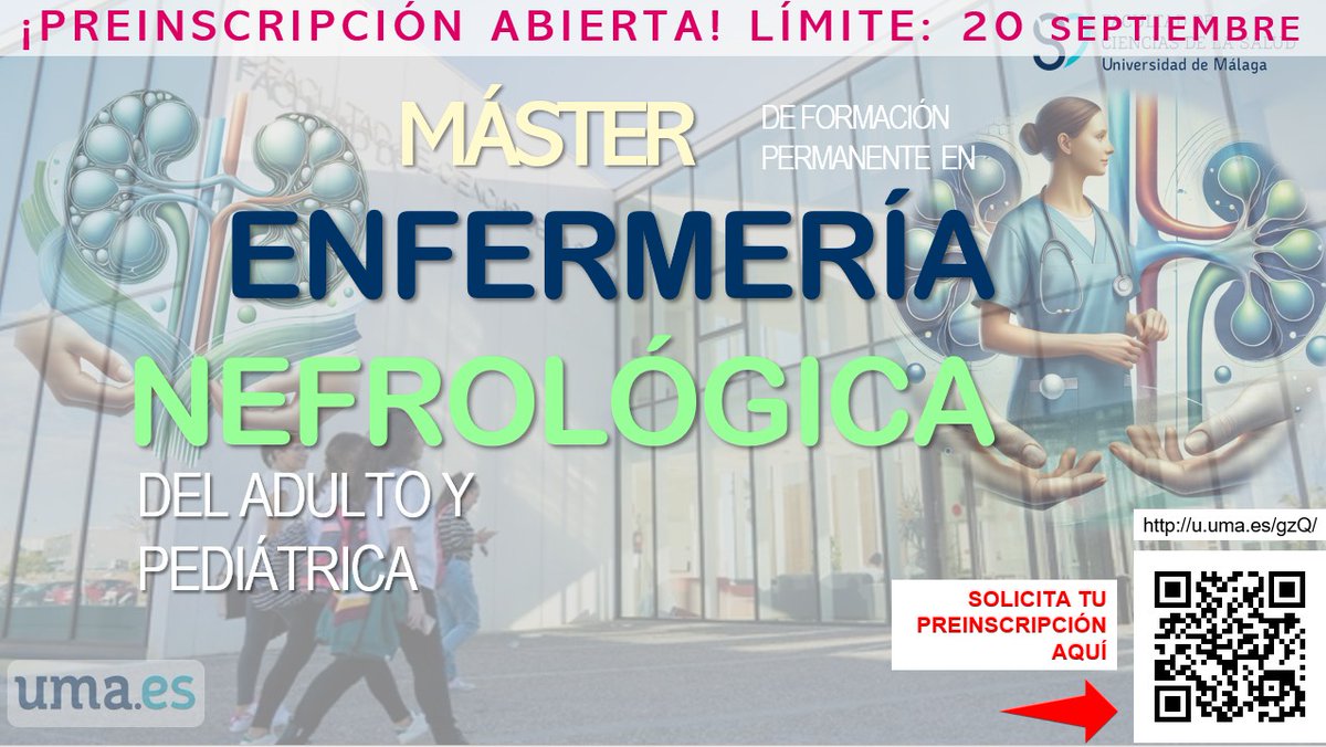 Facultad Ciencias de la Salud (@ccsaluduma) on Twitter photo 📋Máster de Enfermería Nefrológica del Adulto y Pediátrica <a href="/CCSaludUMA/">Facultad Ciencias de la Salud</a> de la UMA <a href="/InfoUMA/">Universidad de Málaga</a>
💼60ECTS 450h de prácticas en todos los contextos clínicos de atención al paciente renal <a href="/ALCERMALAGA/">ALCER MÁLAGA</a> <a href="/HRegionalMalaga/">Hospital Regional Universitario Málaga</a> <a href="/HUVV_SAS/">Hospital Clínico Virgen de la Victoria</a> <a href="/ASCostadelSol/">Área Hospitalaria Costa del Sol</a> <a href="/DiaverumES/">Diaverum España</a>
🔎u.uma.es/gzQ 📝 📋Máster de Enfermería Nefrológica del Adulto y Pediátrica <a href="/CCSaludUMA/">Facultad Ciencias de la Salud</a> de la UMA <a href="/InfoUMA/">Universidad de Málaga</a>
💼60ECTS 450h de prácticas en todos los contextos clínicos de atención al paciente renal <a href="/ALCERMALAGA/">ALCER MÁLAGA</a> <a href="/HRegionalMalaga/">Hospital Regional Universitario Málaga</a> <a href="/HUVV_SAS/">Hospital Clínico Virgen de la Victoria</a> <a href="/ASCostadelSol/">Área Hospitalaria Costa del Sol</a> <a href="/DiaverumES/">Diaverum España</a>
🔎u.uma.es/gzQ 📝