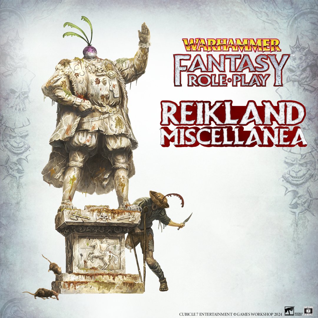 cubicle7's tweet image. From mysterious statues to ominous shrines, odd buildings and odder characters, Reikland Miscellanea collates some of the most interesting oddities of the Reikland and beyond, fresh from the illustrious printing houses of Altdorf. 
Available to buy! 
bit.ly/4k8ICp4

#rpg