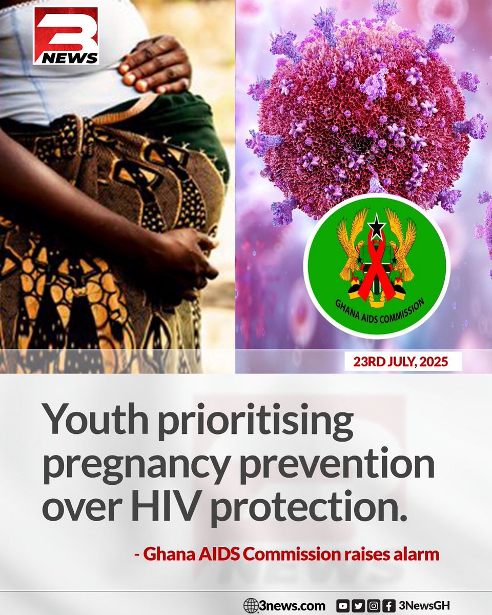 tv3_ghana's tweet image. The Ghana AIDS Commission is raising concern over a troubling trend where many young people are prioritising pregnancy prevention over protecting themselves from HIV.
#3NewsGH