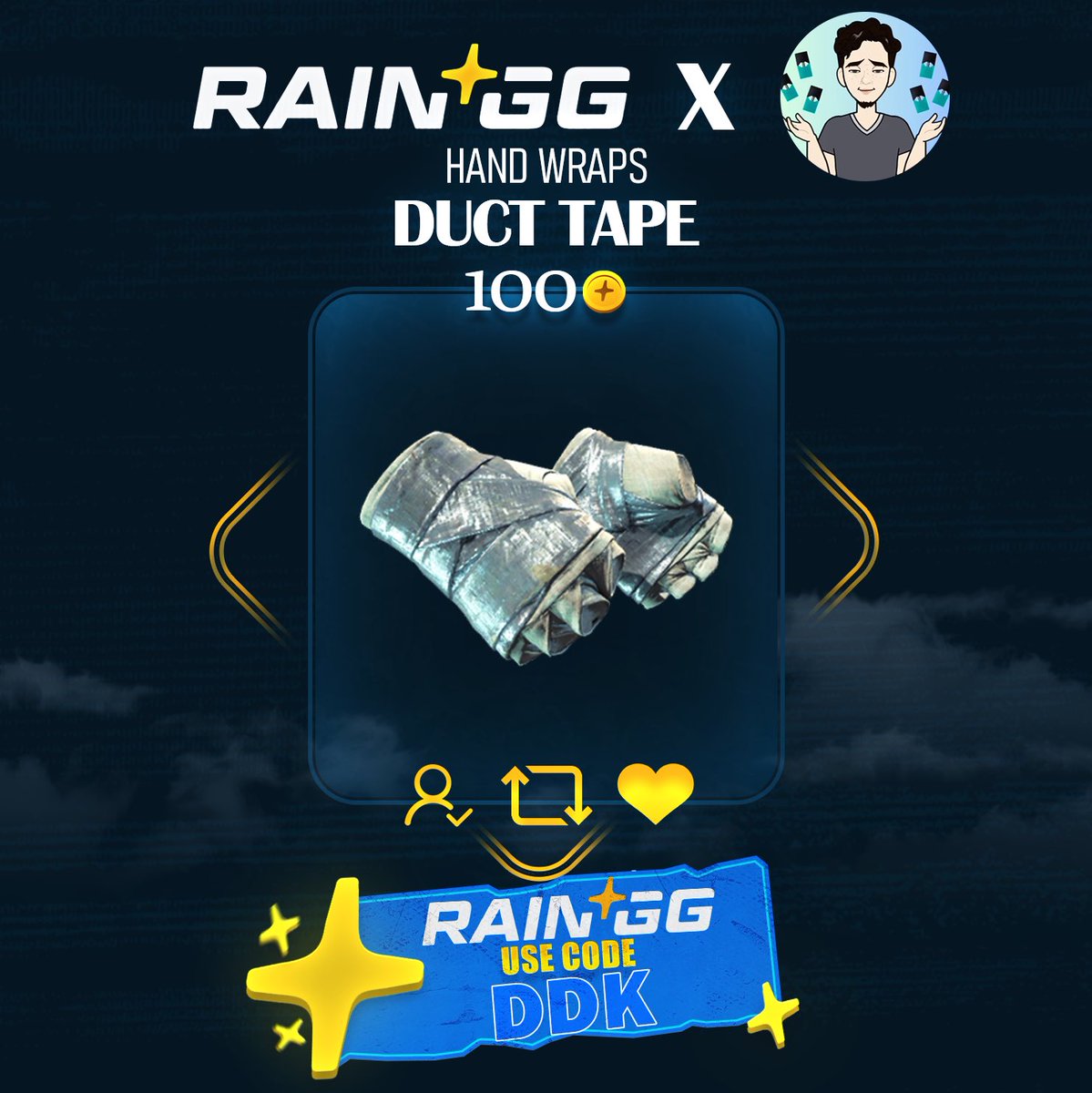 Omg a 100 coin rain gw that’s so exciting!

How to enter: 
- Reply with rain ID
- Like &amp; retweet
- Follow me and <a href="/raindotgg/">Rain.gg</a> 

Rolls in 3 days
Good luck champs