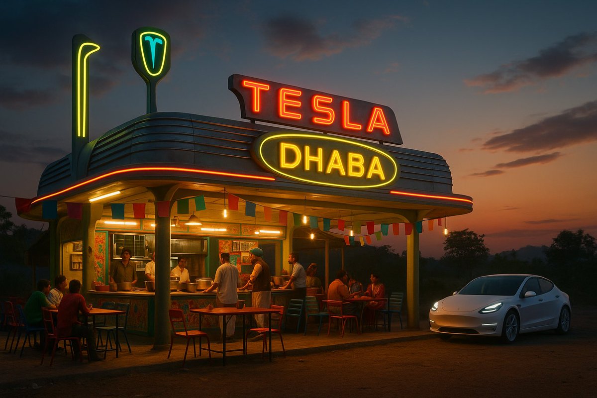 I’d like to propose a retro futuristic Tesla Dhaba that serves Paneer tikka masala and Naan