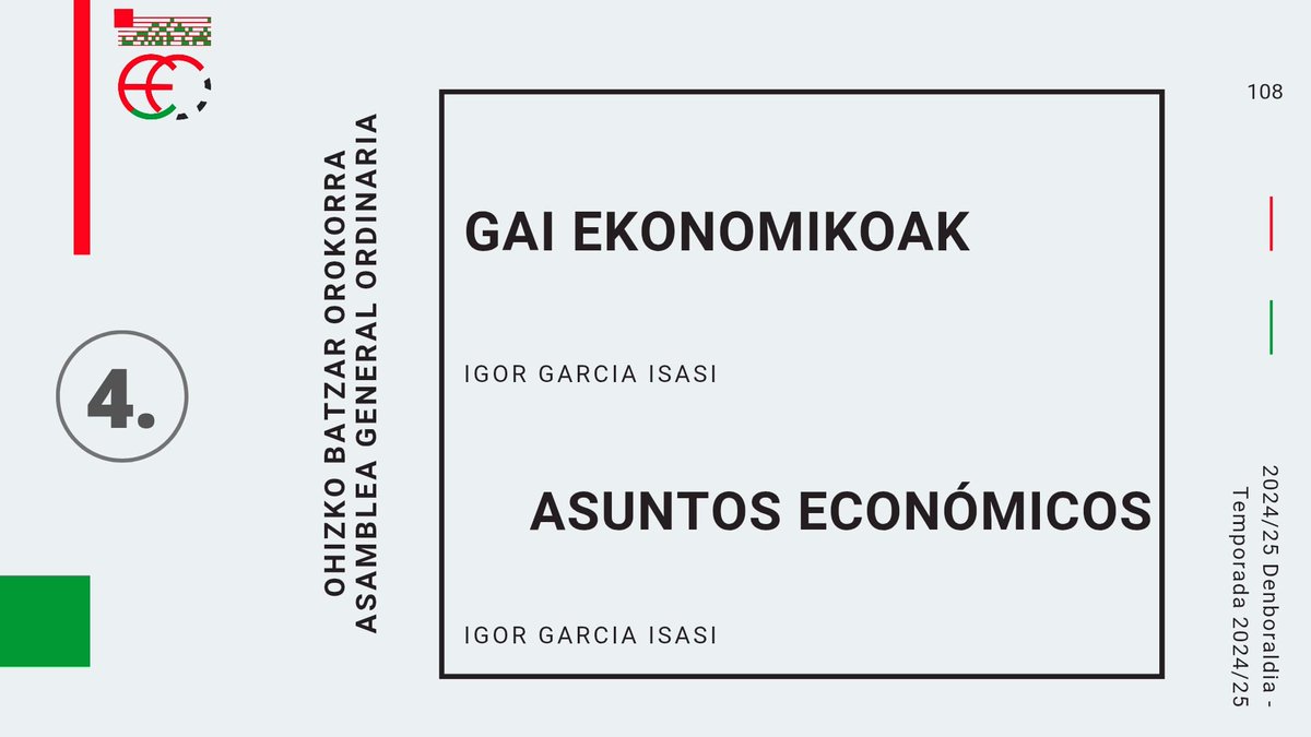 𝗕𝗔𝗧𝗭𝗔𝗥 𝗢𝗥𝗢𝗞𝗢𝗥𝗥𝗔 - 𝗔𝗦𝗔𝗠𝗕𝗟𝗘𝗔 𝗚𝗘𝗡𝗘𝗥𝗔𝗟

🔢 2024ko abenduaren 31ra, Gestio Ekonomikoaren aurkezpenaren txanda heldu da.

🔢 Ha llegado el turno del Balance de cuenta de resultados y liquidación del presupuesto al 31/12/2024.

#BatzenGaituelako