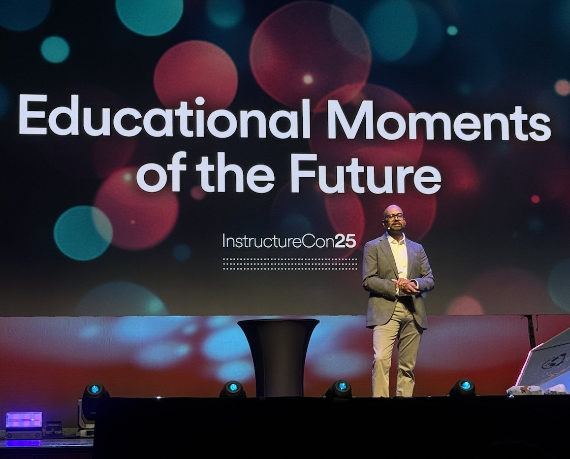 Instructure's tweet photo. We kicked off the day asking: Are learners truly ready for what’s next? 💡

Our Chief Product Officer took the #INSTCon25 stage to launch #IgniteAI ✨ and share all our product updates, as well as how they help learners navigate every step of their journey. https://t.co/NbtS7gJ9Hm