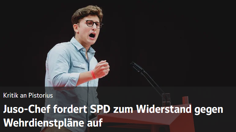 Von all den Absurditäten dieser Koalition, wogegen gehen die Jusos auf die Barrikaden? Natürlich bei dem, was Russland hilft. Wir könnten Deutschland auch einfach direkt ein Fadenkreuz quer über die Landmasse malen, damit man schon vom Weltraum gleich bescheid weiß.