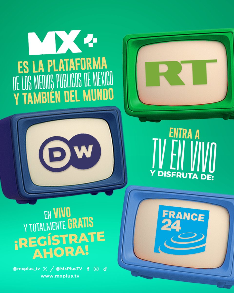 MX Plus TV (@mxplus_tv) on Twitter photo ✈️ Viaja sin moverte del sillón.
En #MxPlus te llevamos a recorrer el mundo con el periodismo de <a href="/ActualidadRT/">RT en Español</a>, <a href="/dw_espanol/">DW Español</a> y @France24.
📡 Noticias, 🎥 especiales y 🎤 voces desde todos los rincones.
👉 Conéctate: mxplus.tv/television ✈️ Viaja sin moverte del sillón.
En #MxPlus te llevamos a recorrer el mundo con el periodismo de <a href="/ActualidadRT/">RT en Español</a>, <a href="/dw_espanol/">DW Español</a> y @France24.
📡 Noticias, 🎥 especiales y 🎤 voces desde todos los rincones.
👉 Conéctate: mxplus.tv/television