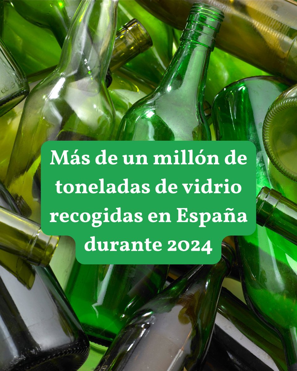 Según <a href="/ecovidrio/">Ecovidrio 🌍</a> en 2024 se reciclaron en España más de 1 millón de toneladas de vidrio ♻️

🔹 El 90% se recogió directamente del contenedor verde
🔹 Cada persona recicló una media de 19,1 kg = ¡unos 65 envases!

¡Así sí! 💚
#ReciclajeDeVidrio #TúEresLaLlave #Ecovidrio