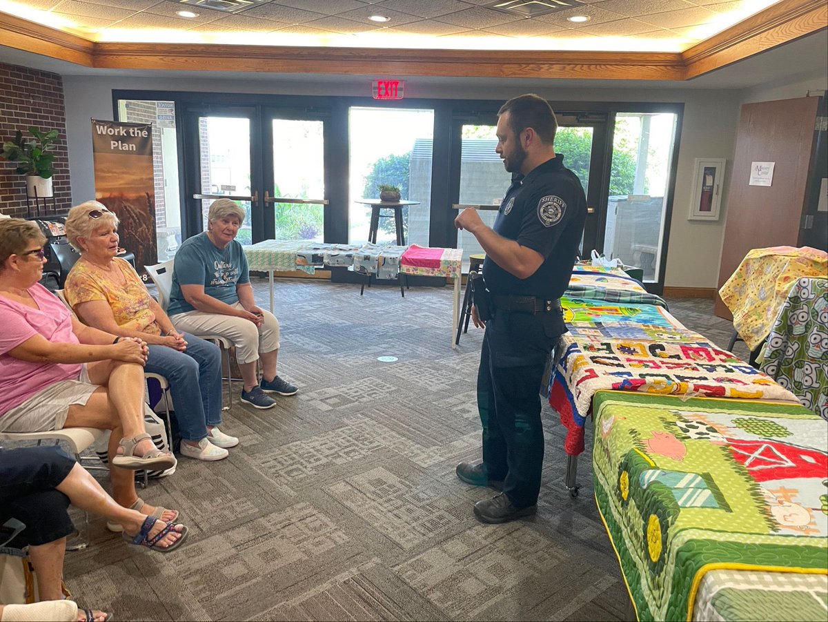 DGSOSheriff's tweet image. We were grateful to the Piece Time Quilters in Olathe for donating 27 hand-stitched, child-size quilts to the Sheriff's Office for the second year in a row.
These quilts are intended to be given freely to to any children in our community who might be removed from their homes.