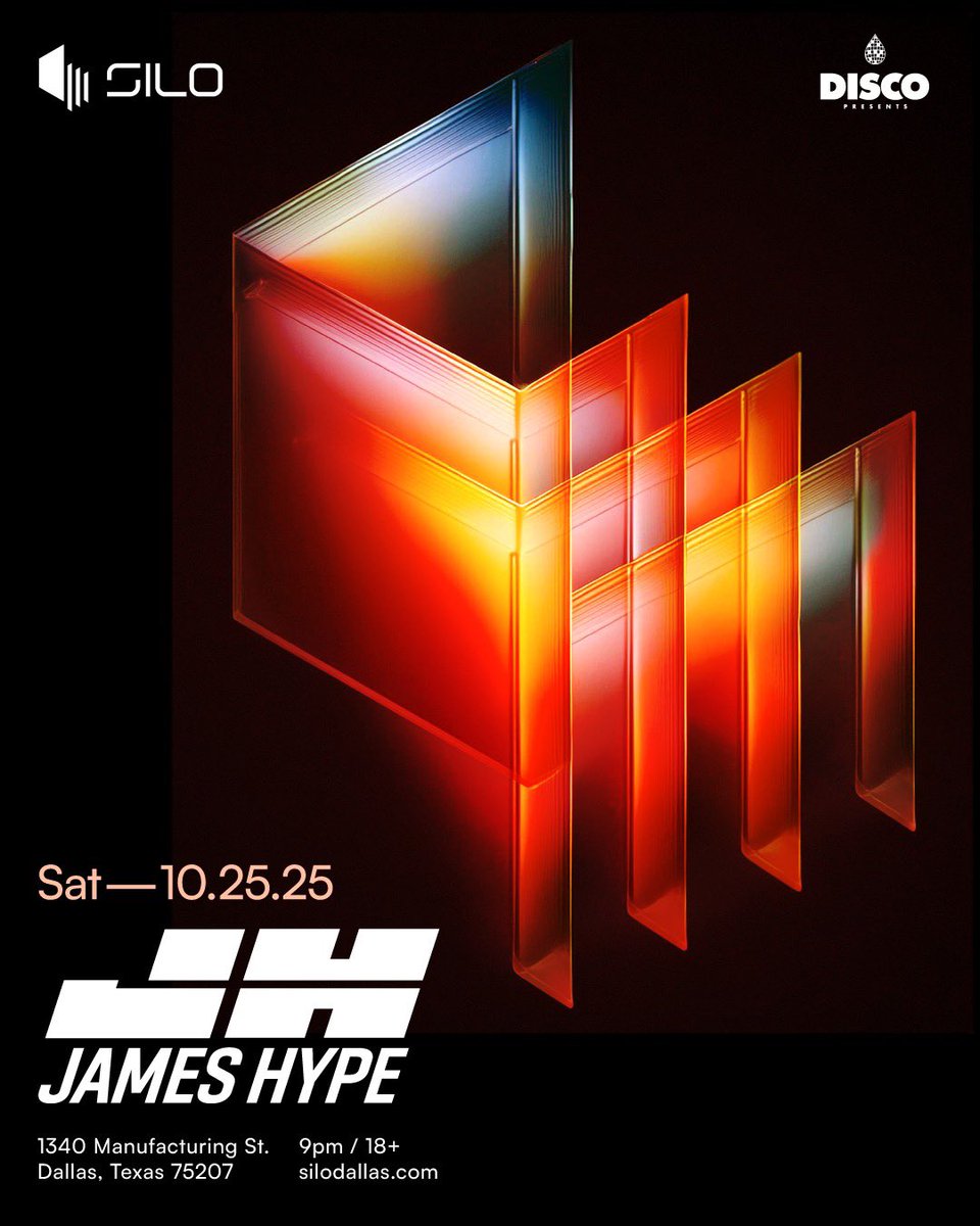 SiloDallas's tweet image. If it’s nice, bring em twice 👏 @JamesHYPE returns to SILO Dallas on Sat, October 25th 🕺
Sign up to receive an alert when tickets go on-sale and be entered for a chance to win 2 backstage passes → silodallas.com
🎟: Tickets on sale Fri, July 25th @ 10am CT