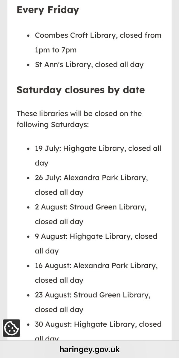 HomeVisitLibs's tweet image. So important that @haringeycouncil have hidden elsewhere on their website a multitude of library closures #libraries #libraryclosures @haringeylibrary