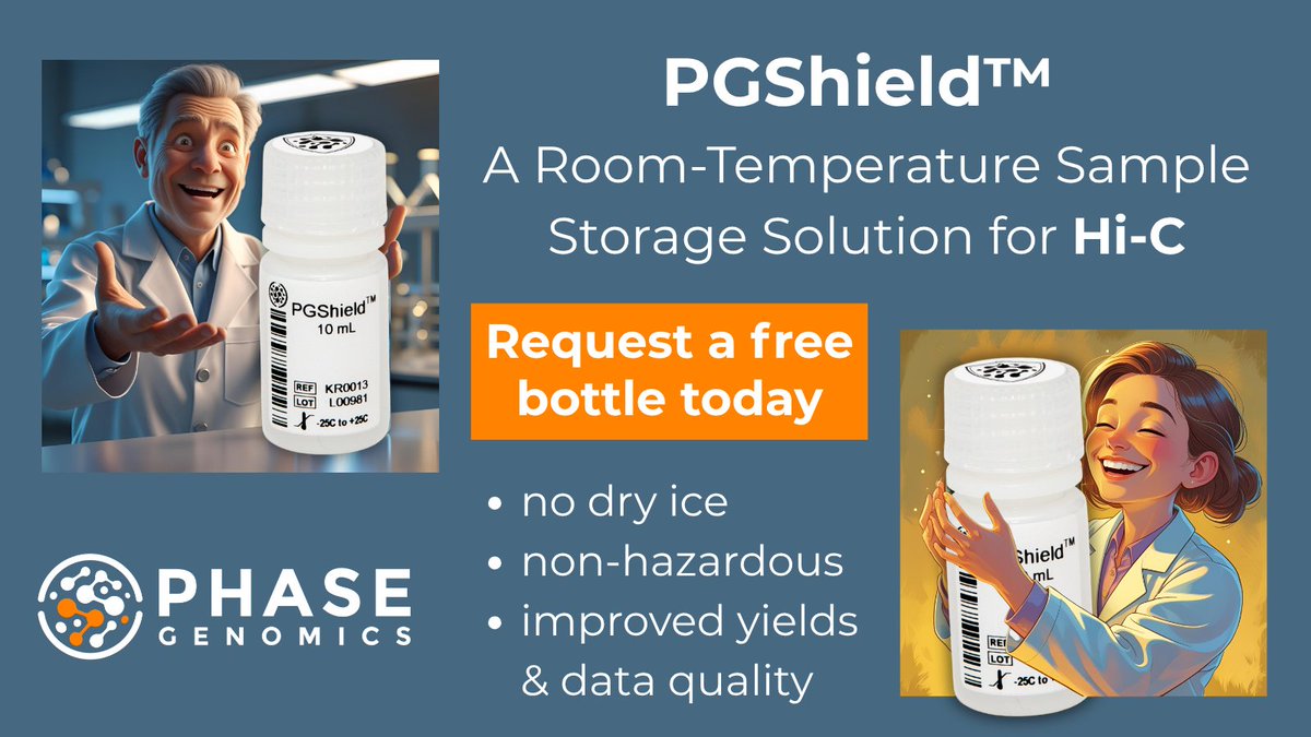PhaseGenomics's tweet image. Introducing PGShield™ - our new room-temperature sample solution for Hi-C. No more dry ice shipments. Improved data quality and library yields. Store your samples for months without sacrificing data quality. Get a FREE 10mL bottle today! #genomics #HiC
🔗hubs.la/Q03yhGWf0