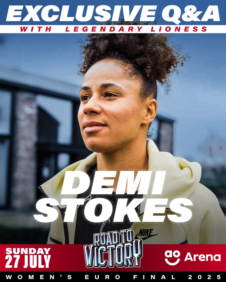 AOArena's tweet image. Kick-off your day in style! ⚽😎
Join us for an unforgettable matchday with an exclusive Q&A featuring Lioness legend Demi Stokes!
🎫 Quick, grab your tickets now: tinyurl.com/26vsvc9y