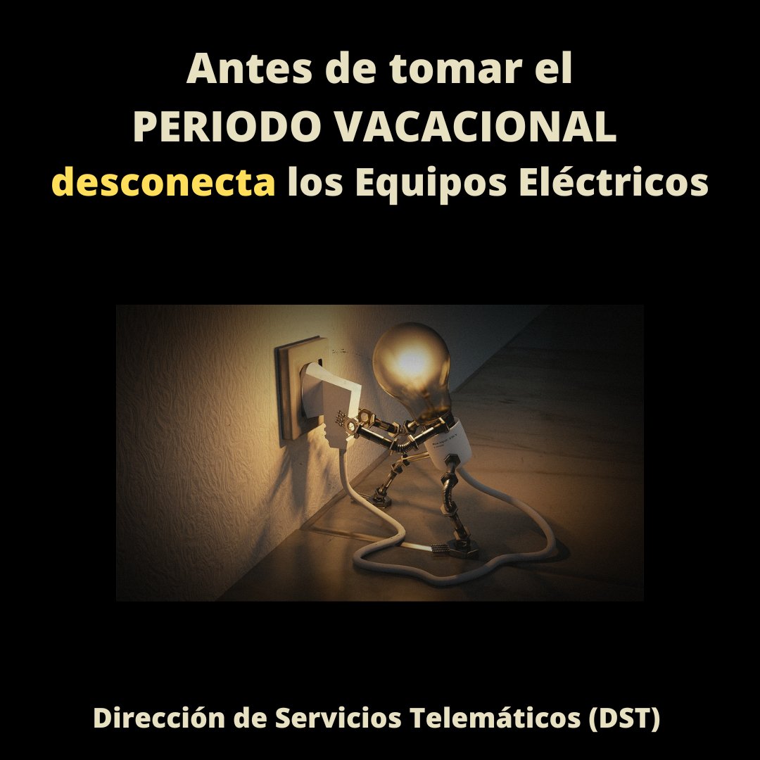 Dadas las continuas fluctuaciones eléctricas acaecidas a lo largo del año, sugerimos desconectar los equipos antes de salir a disfrutar del próximo PERIODO VACACIONAL.