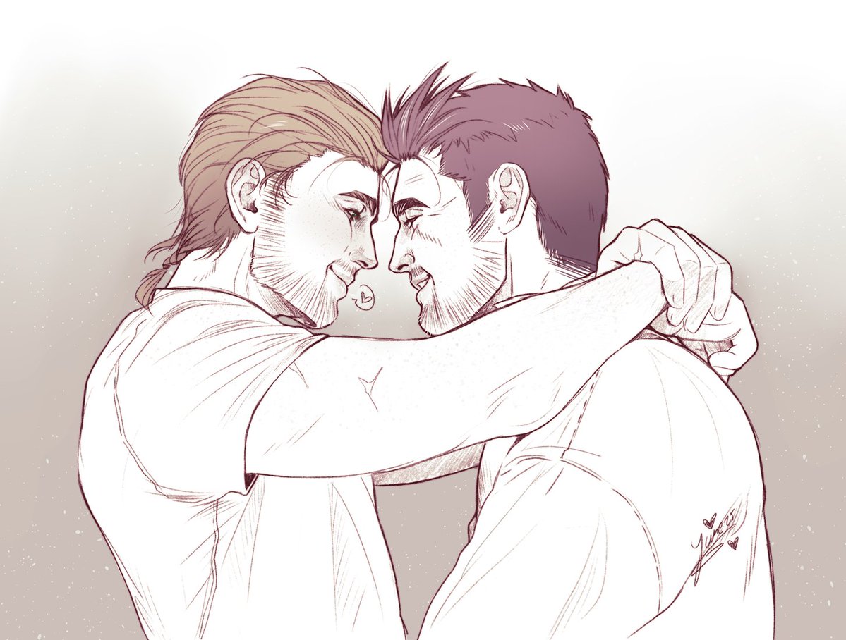 junie_junette's tweet image. Someone on my Pawtreoon asked me to draw some CidxGav ! It's absolutely not my ship (I can't see our baby Gav in any sexual stuff xD for real, it's a big NO for me), but I could at least do a soft hug &lt;3 Happy to make my pawtreoon happy ! 😌❤️
