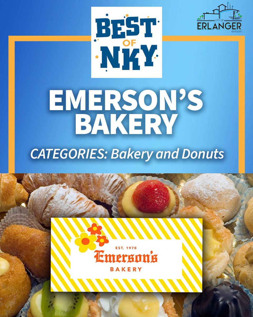 Congratulations to Emerson's Bakery US25 for capturing Best of NKY recognition in two categories:  the best bakery and best donuts in the region!  Head over and see our friends at Emerson's.  Your sweet tooth will be thankful!