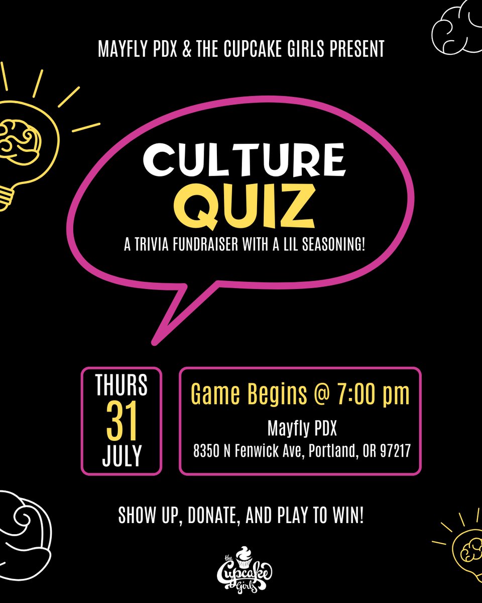 Join us at @mayflypdx as we take over @triviasampdx Thursday trivia night! Learn new things, win some prizes, and support a great cause! 

When: Thursday, July 31 at 7:00 pm
Where: Mayfly PDX - 8350 N Fenwick Ave, Portland, OR 97217
Max team: 6 players
 #pdxtrivia #pdxevents