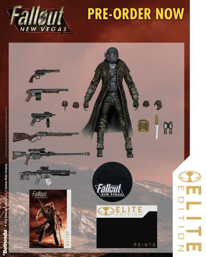 mcfarlanetoys's tweet image. #NCRRanger (#McFarlaneEliteEdition) based on #FALLOUTNEWVEGAS video game is available for pre-order NOW at select retailers!
➡️ bit.ly/FalloutNewVega…
7" scale deluxe action figure includes 13 accessories, base and an ELITE POINTS card reward system.
#McFarlaneToys #Fallout