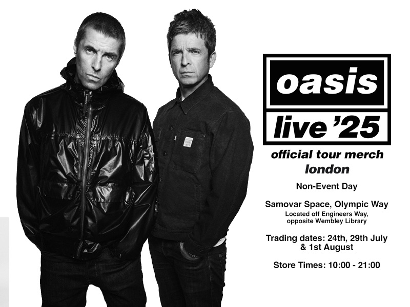 wembleystadium's tweet image. Get ready for #OasisLive25 at Wembley Stadium.
You can shop official @oasis tour merchandise on all show days on Olympic Way.
Merchandise will also be available on non-event days (24th, 29th July & 1 August) from 10:00-21:00.