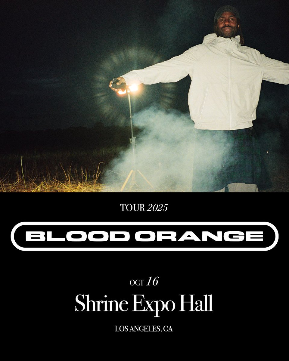 goldenvoice's tweet image. tell me, what’s the perfect time? 🍊 Blood Orange is coming to @ShrineLA for a special in-the-round show on 10.16 💫 tickets on sale Friday at 10am

axs.com/au/artists/102…

📸 credit: Evelina Gabrielle Perez