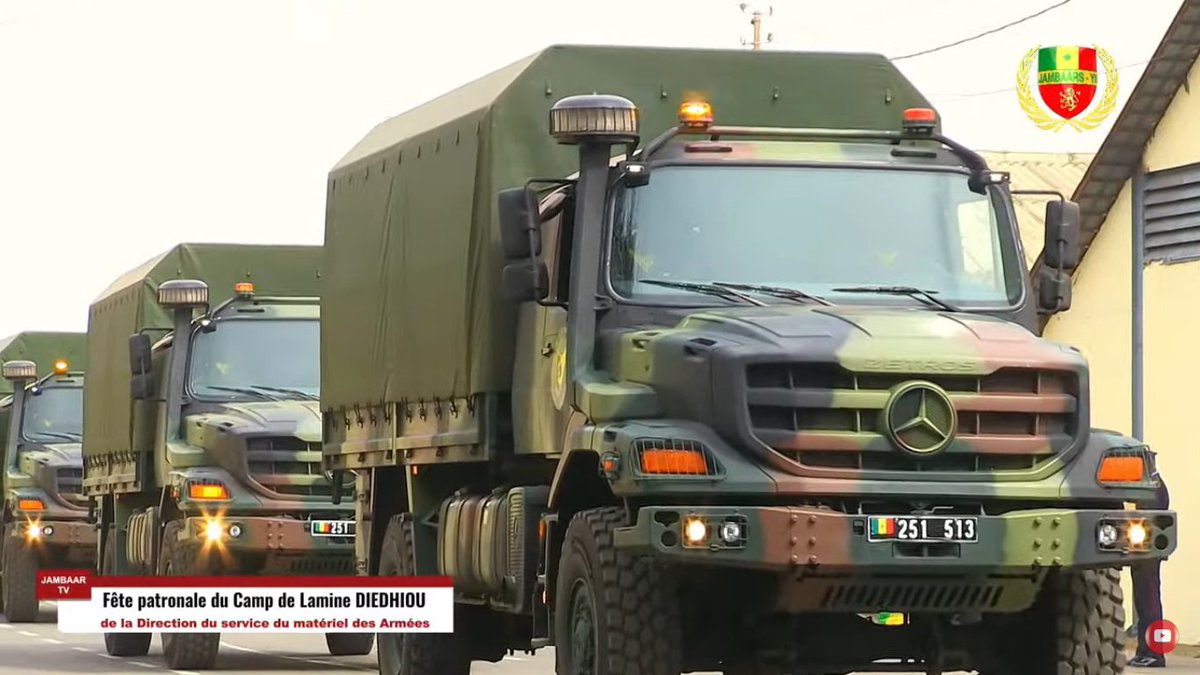 HammerOfWar5's tweet image. Pictures showing german made Mercedes Benz Zetros 2036A and south korean made KIA KM450 trucks of the Senegalese 🇸🇳 military at the military camp Lamine DIEDHIOU,in December 2024.