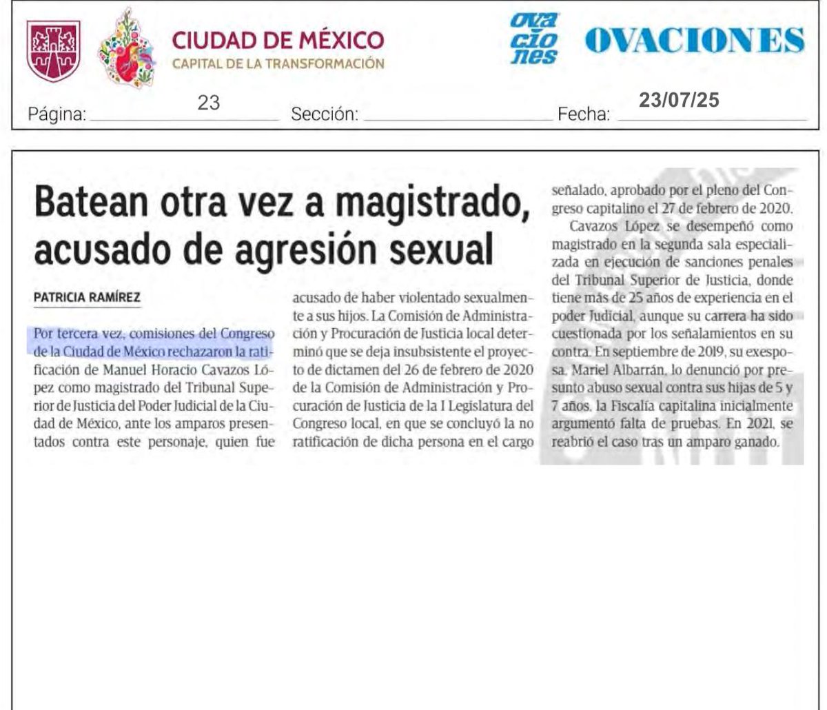 marield87's tweet image. No hay registro de un caso similar. NingΓΊn magistrado denunciado por #ViolenciaSexualInfantil ha intentado regresar al poder 3 veces como Cavazos LΓ³pez. Su obsesiΓ³n refleja lo que es: un agresor narcisista, un depredador trastornado de poder y desesperado por permanecer impune.