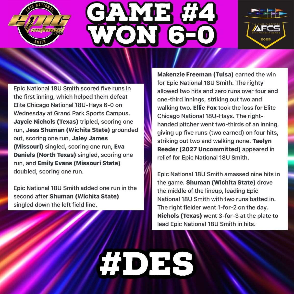 Going into Day 3 UNDEFEATED!  Game 5 is tomorrow at 11:15am!  Keep being EPIC ladies!  ♥️🖤💛 

#BeEpic #EpicAthletics #Des