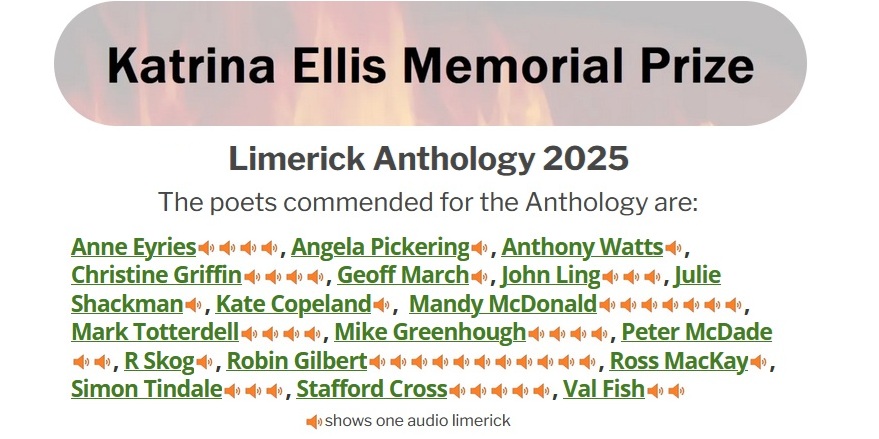 Limericks are best spoken was agreed by all the poets selected to feature in wildfire words' 3rd Limerick Anthology. You can hear all their work at wildfire-words.com/kep-2025/