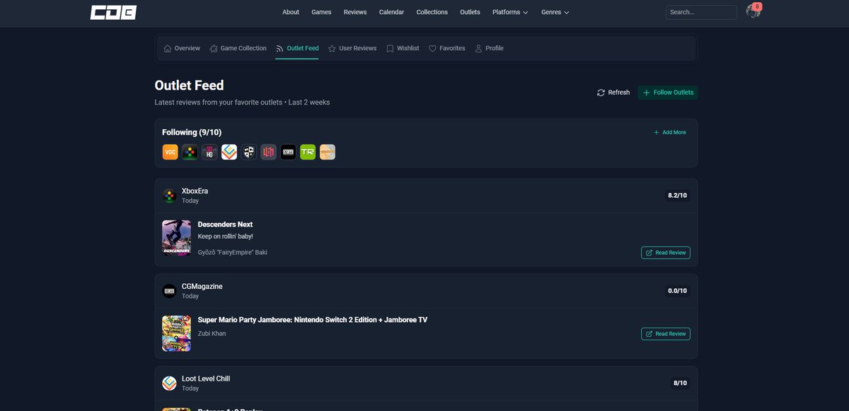 CriticDB's tweet photo. Want to keep up with reviews from your favorite outlets? Our Outlet Feed and Notifications features make that easy!

100% free to use, limited to 10 follows with plans to expand! https://t.co/9lBeaNvBi3