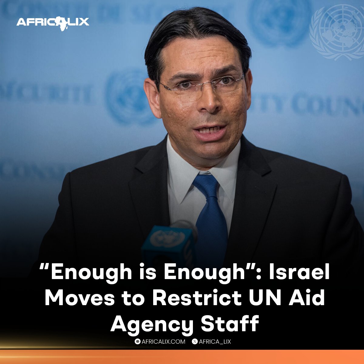 Africa_lix's tweet image. Israel will revoke permits for key UN humanitarian staff and conduct security vetting on hundreds of OCHA employees, citing alleged ties to Hamas.
UN envoy Danny Danon told the Security Council that OCHA's Gaza operations will face tighter controls, and its head of office,…