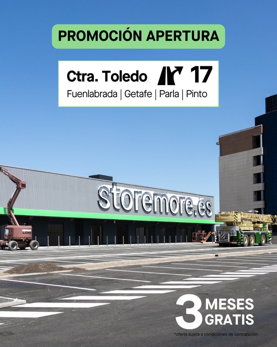 StoremoreES's tweet image. 🚀 Storemore aterriza en Fuenlabrada (salida 17, Carretera de Toledo) para dar servicio a Fuenlabrada, Getafe, Pinto y Parla.
📦 Trasteros inteligentes, acceso desde el móvil y seguridad 24/7.
🎁 PROMO DE APERTURA: 3 MESES GRATIS #TuTrasteroInteligente