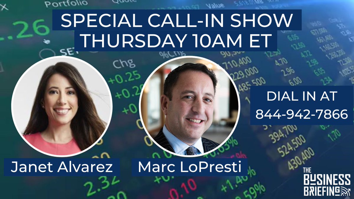 ☎️CALL IN - TOMORROW 10AM ET☎️

@JanetOnTheMoney &amp; <a href="/MXLESQ/">Marc X. LoPresti</a> want your thoughts and questions on Markets, your portfolio, your wallet, 2025 outlook and more!       

🤳DIAL IN 844-942-7866🤳

🔊TUNE IN ON <a href="/SIRIUSXM/">SiriusXM</a> 132🔊