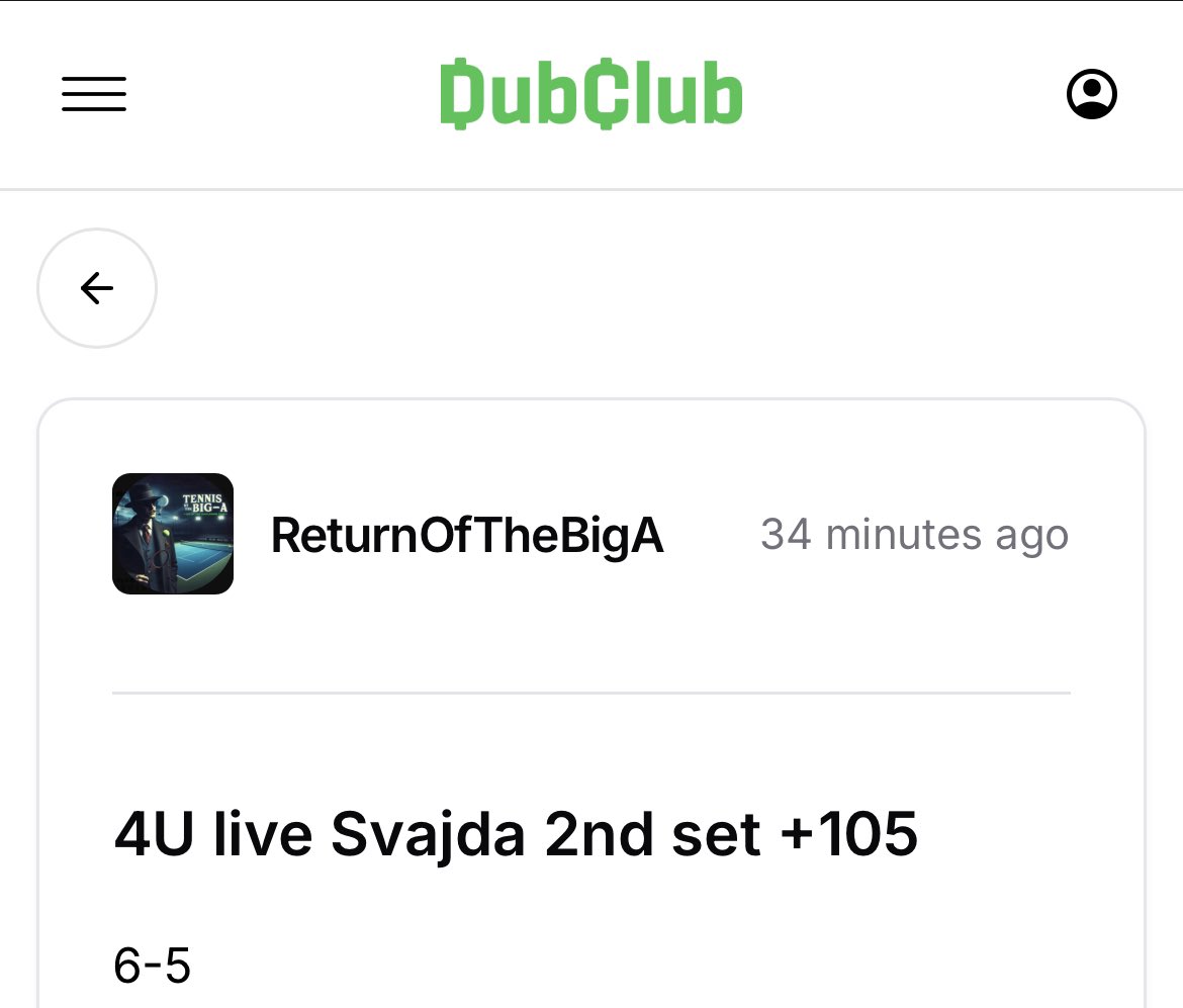 ReturnOfTheBigA's tweet image. Bang bang!!! BIG GAME SVAJDA
A little double down for the people as Svajda sends this to a 3rd set vs Lehecka 💰 💰 💰
5U Svajda +1.5 sets -130 ✅
4U live Svajda 2nd set +105 ✅
Let’s go I’m LOCKED IN right now in DC 🇺🇸 🎾
dubclub.win/ReturnOfTheBig…