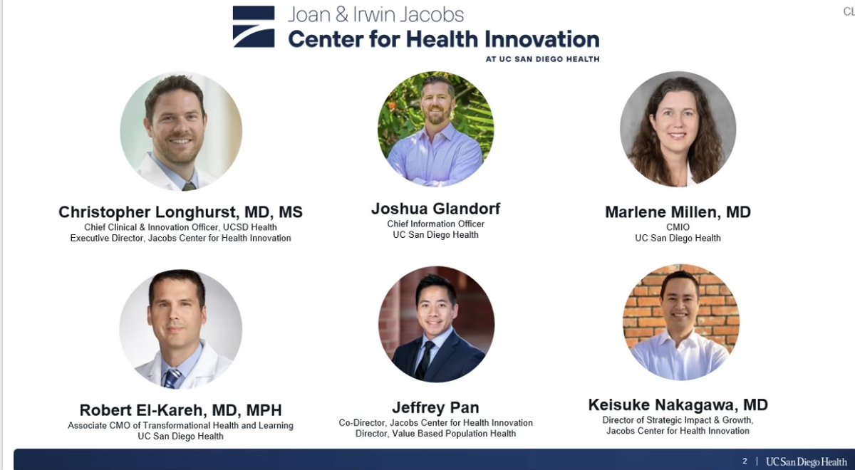 InnovationUCSDH's tweet image. Our JCHI & @UCSDHealth team rocked the @HCInnovationGrp today! They shared our deep work in transforming care delivery, advancing clinical info systems, harnessing AI, and driving innovation across the health system. #HealthInnovation #UCSD
More about our transformative work ⬇️…