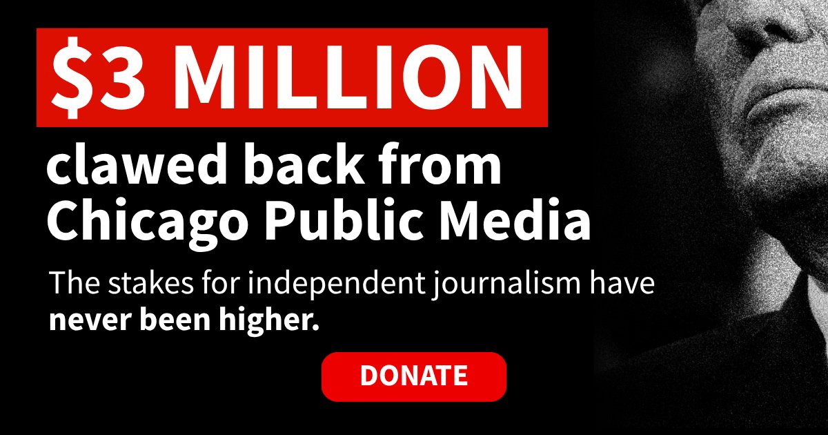 WBEZ's tweet image. Federal funding cuts have left a $3 million hole in support for WBEZ.
This week, we’re rallying Chicago to protect the future of independent journalism.
Become a monthly donor today & get a member-exclusive tee with art from Chi Nwosu: trib.al/LFjxxIH