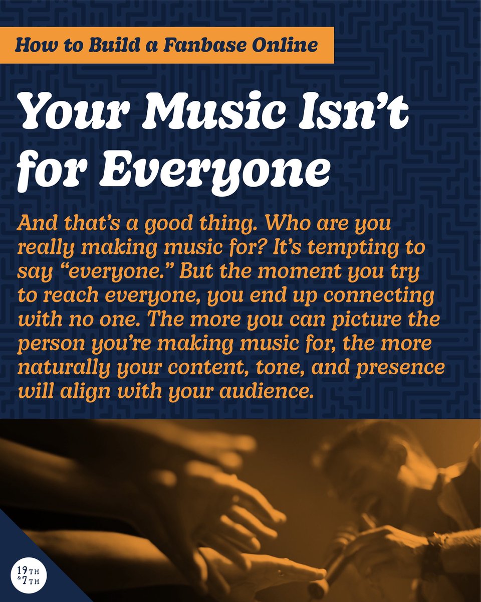 19th7th's tweet image. (1/2) Want to grow your fanbase? Whether you're just starting or already touring, the right digital strategy makes all the difference. We’re sharing real tips on content, consistency &amp;amp; engagement.
 🎧 Link in bio.
 #MusicMarketing #IndependentArtist #FanbaseBuilding