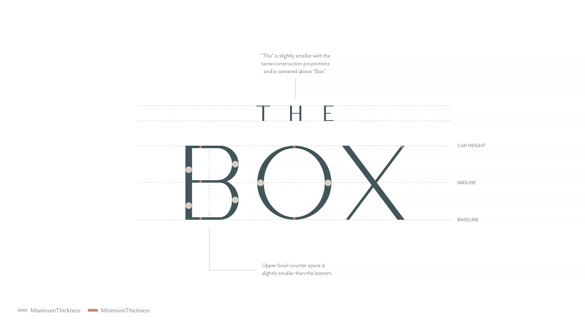 pluckdesign's tweet photo. Final lockups, marks, and wordmark construction. Artwork © The Box. https://t.co/Q9RjxwfNHU