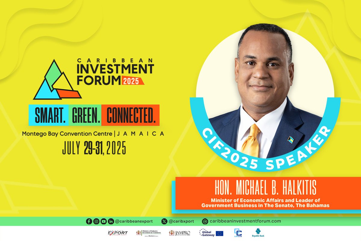 Speaker Spotlight: The Hon. Michael B. Halkitis

 Minister of Economic Affairs, The Bahamas — confirmed for #CIF2025!
 A champion of trade, finance &amp; digital transformation across the Caribbean.

📍Montego Bay Convention Centre, Jamaica | 📆 July 29–31, 2025
🔗Book now at: