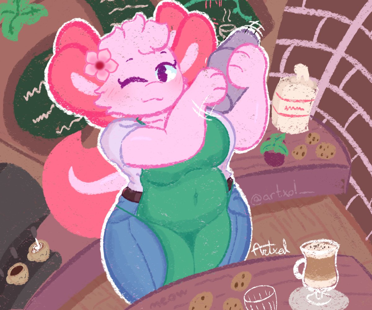 Cherry's a barista!! She specializes in cold drinks :3