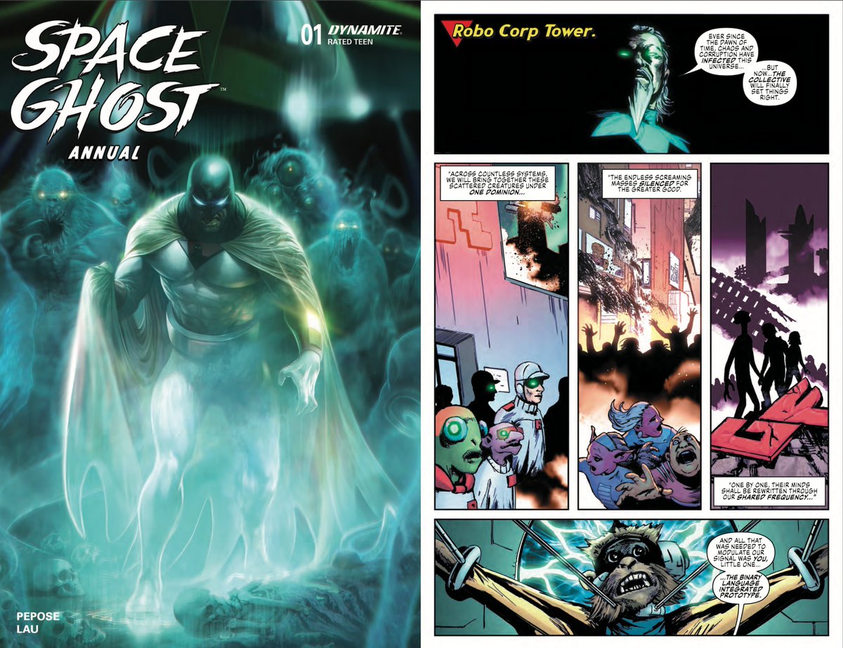 Peposed's tweet image. OUT NOW: Can Space Ghost survive the mind-bending machinations of Ultima? Find out in SPACE GHOST ANNUAL #1!
Meanwhile, the Planeteers converge on Manhattan — but their first meeting will be more explosive than they anticipated in CAPTAIN PLANET #2!
Both in comic shops NOW!