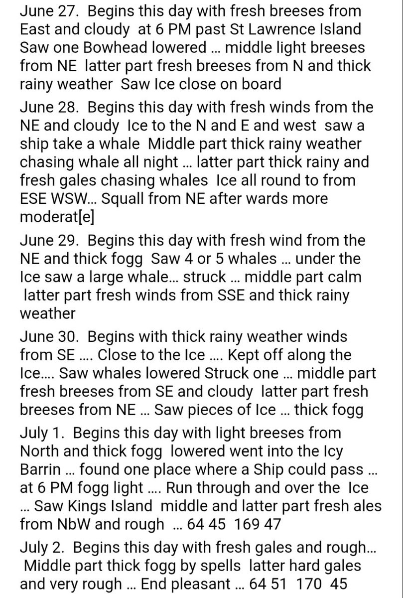 cary_mock's tweet image. Some of my specific transcriptions of the Ship Catherine of New London in 1849 in the Bering Straits when it encountered sea ice in late June. #beringsea #Alaska