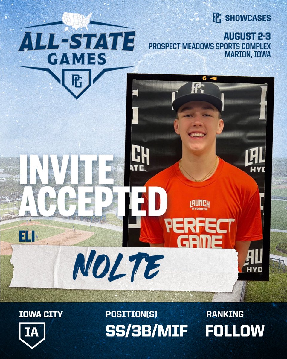IowaPG's tweet image. 🚨INVITE ACCEPTED🚨
Eli Nolte (IA) has accepted his invitation to head to the 2025 PG Midwest All-State Games in Marion, IA! 🔥
@PGShowcases @PerfectGameUSA