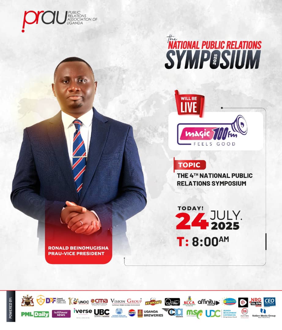 tonykentkyazze's tweet image. LIVE on @ubcmagic100fm
Thursday, July 24, 2025
Ronald Beinomugisha - VP @PRAU_Uganda
TOPIC: The 4th National Public Relations Symposium 2025
●Insights
●Relevance
●Future of PR in Uganda
Don’t miss this powerful convo!
Cc. @wilfredsenyange
