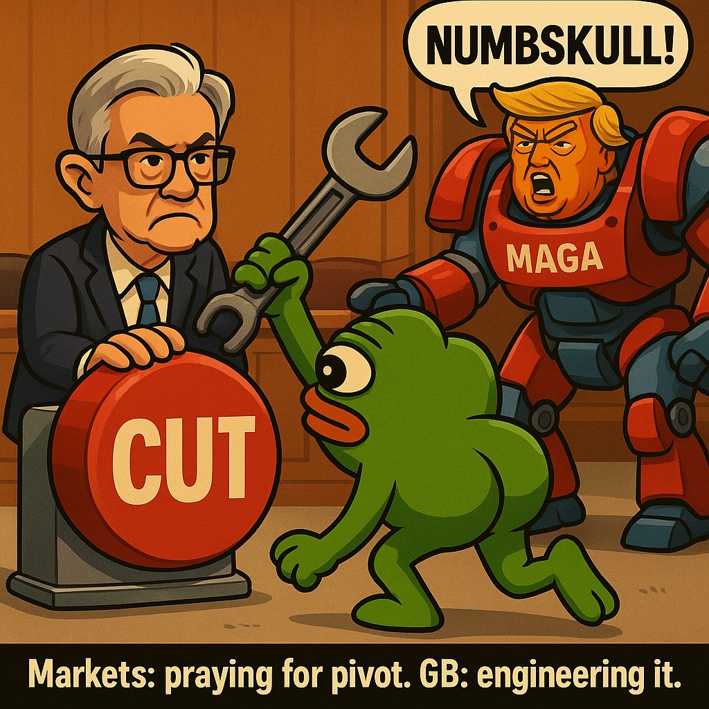 CryptoJomey's tweet image. Powell: “No cuts.”
Trump: “CUT!”
$GYATT: “Move, numbs skull.” clank
We don’t wait for pivots—we manufacture them. 

d2v5QPZzreHR8V7i4fiyA2QfXfbhEdjFmUoexJkpump

#GYATT #CryptoTwitter #Powell #Trump #Rates #altszn
#MacroMemes @GyattGotSol @realDonaldTrump @solana