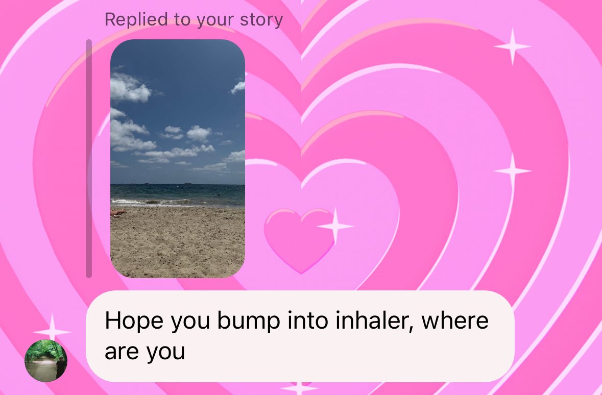 inthexrays's tweet image. obsessed with my irl seeing im on holiday and thinking im following inhaler on tour