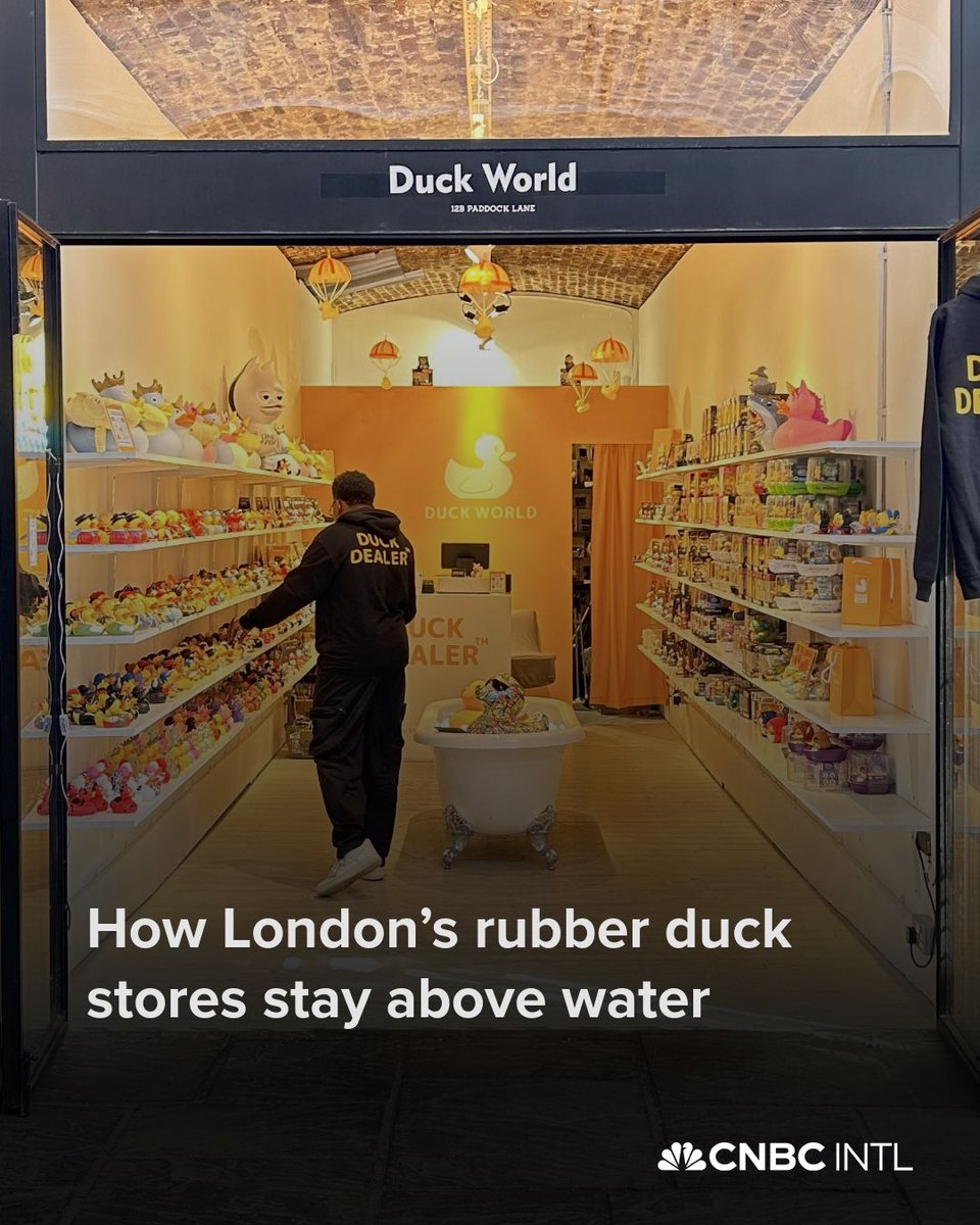 CNBCi's tweet image. Boasting four prime real estate London stores and one in Miami, rubber duck retailer Duck World appears to be getting by despite the negative retail narrative.
Read more here: cnb.cx/40w5asJ