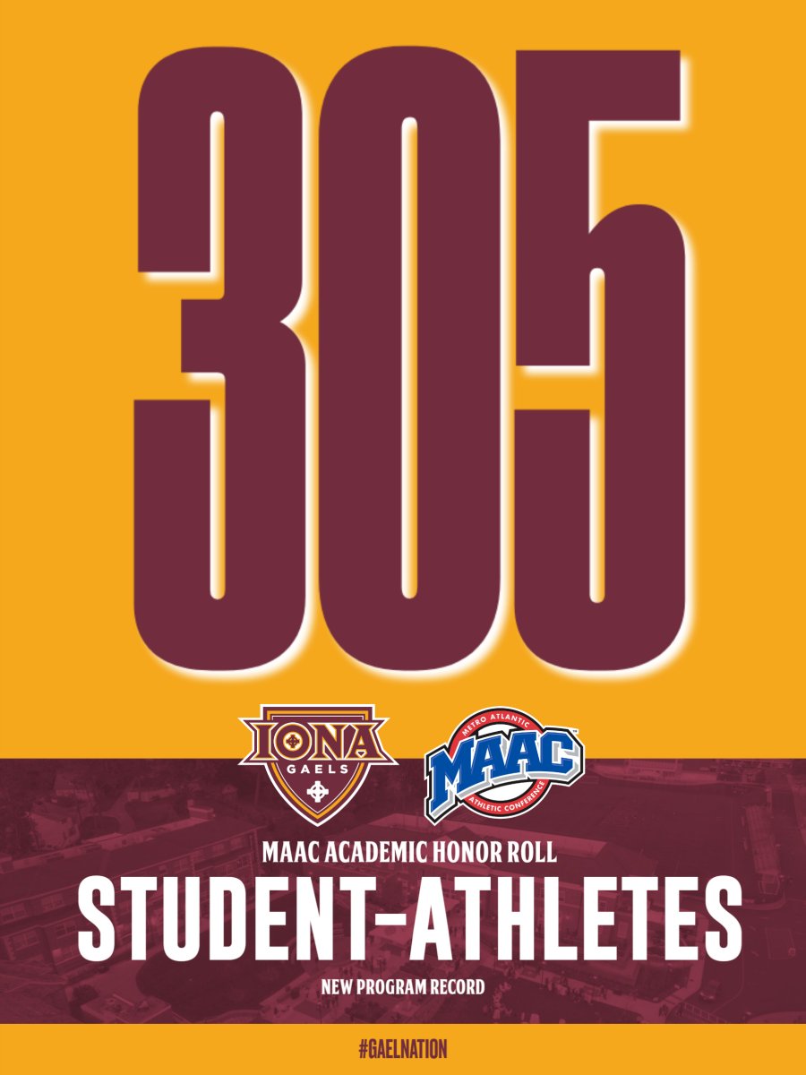 IonaGaels's tweet image. 📚✨ A NEW RECORD!!
305 Gaels were named to the 2024–25 @MAACSports Academic Honor Roll - the most in Iona history!
🎓 359 total Iona student-athletes hold a 3.20+ GPA
👏 240 with 3.50+ GPA
💯 Eight with a perfect 4.0
📈 The total represents more than 70% of Iona…