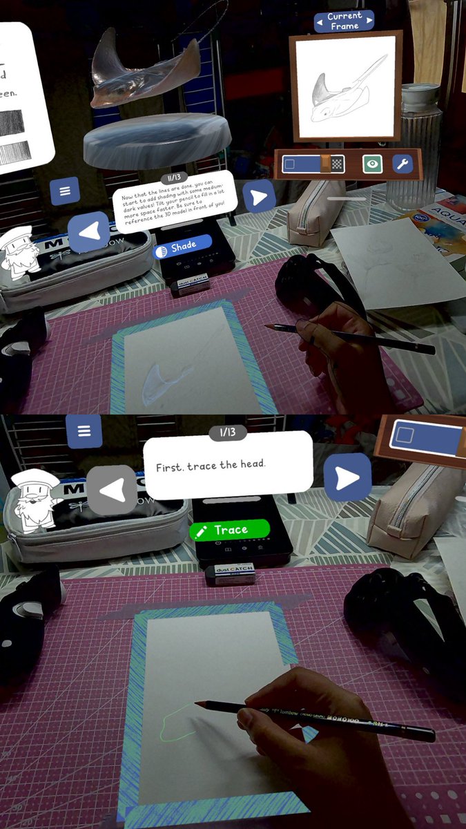 My first mixed reality piece of art, I’m really impressed by myself 🤭 
I highly recommend you the <a href="/PencilXR/">Pencil XR ✏️ - Available Now!</a> app on <a href="/MetaQuestVR/">Meta Quest</a> to learn to draw 😃