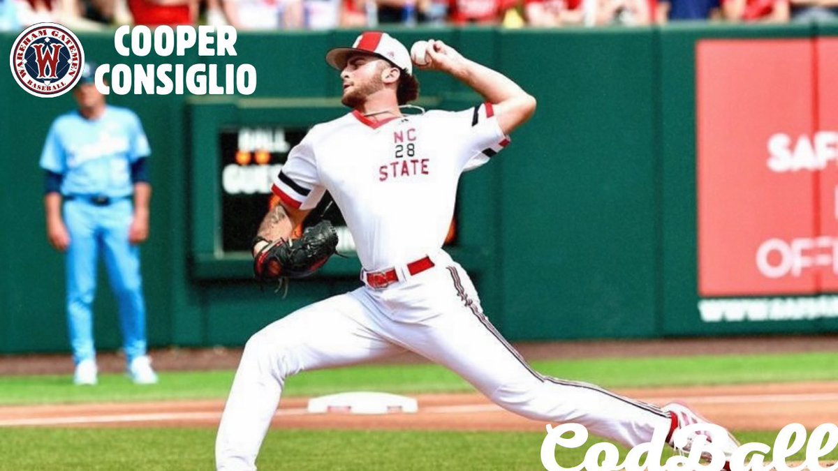codball's tweet image. Cooper Consiglio (@NCStateBaseball) struck out 6 over 5 scoreless innings last night for the @WarehamGatemen. He now has 21 strikeouts across 24.2 innings on the Cape