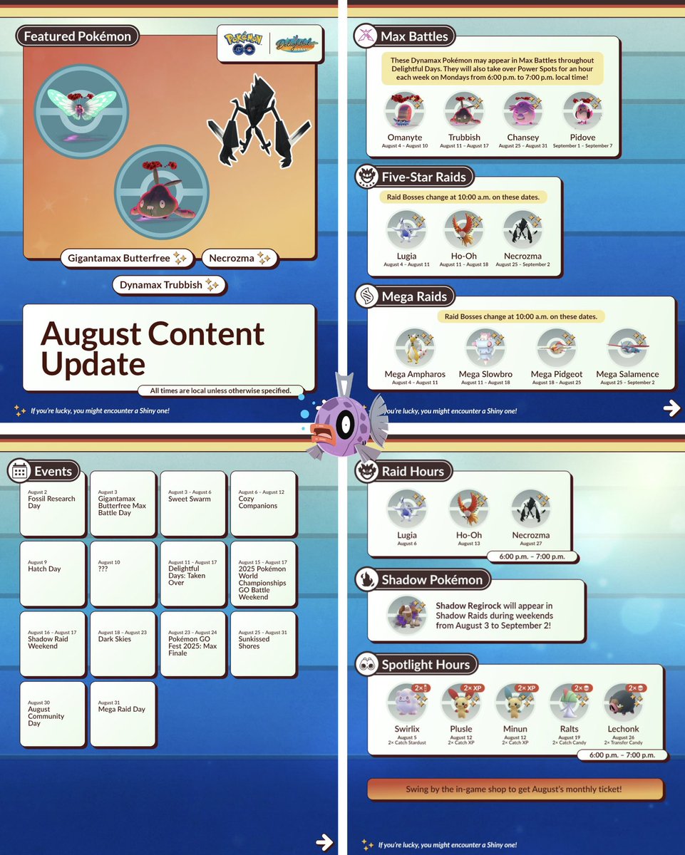 PurpleFeebas's tweet image. Are you happy with the August Content Update? 👇🏻
#ポケモンGO #PokemonGo #PurpleFeebas