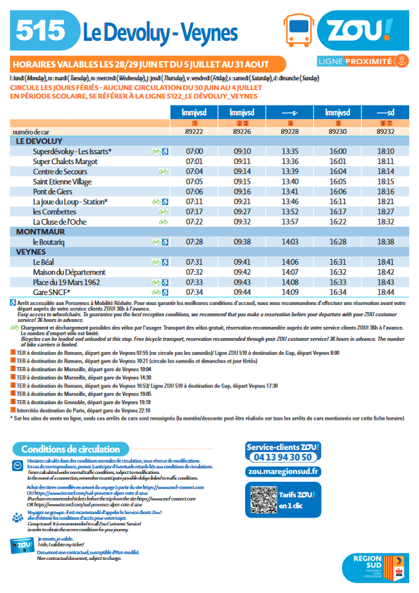 assoARDSL's tweet image. La ligne @zou_lereseau 5⃣1⃣5⃣ entre la gare de #Veynes et le #Dévoluy assure 3 AR quotidiens jusqu'au 31 août 2025. Quelques services complémentaires le week-end.
ℹ️ Ligne commercialisée par @SNCFVoyageurs